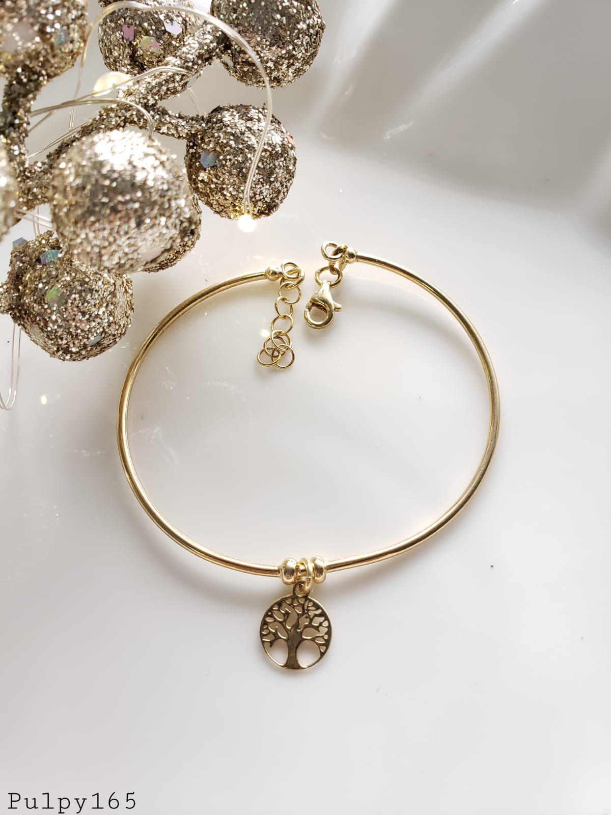 PULSERA GOLD DIJES COLGANTES TREBOL/MARIPOSA/ARBOL DE LA VIDA