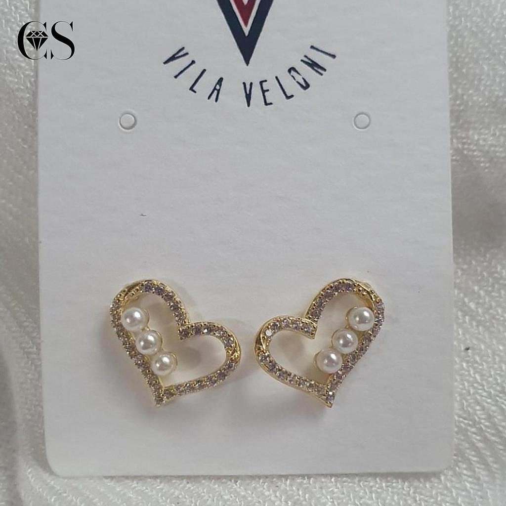 Juego pendientes corazon doble