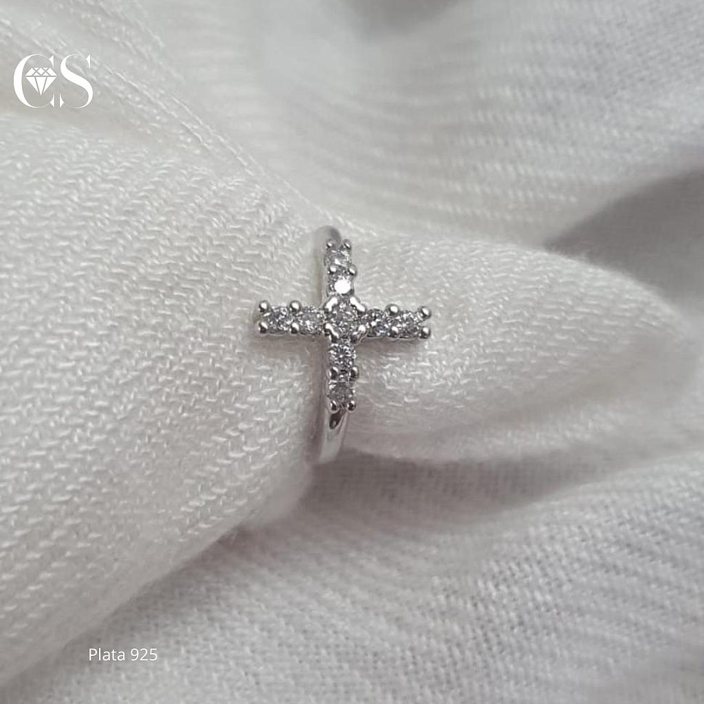 Clip de oreja/cruz circonio Plata 925