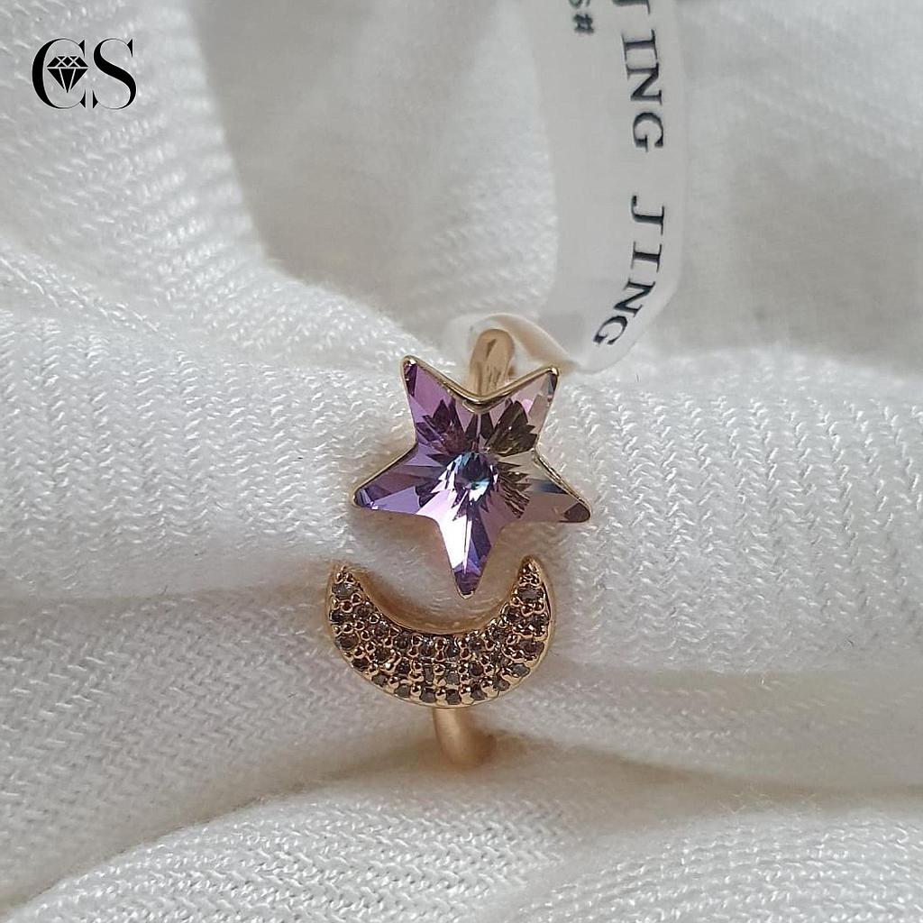 Anillo de acero con brillantes