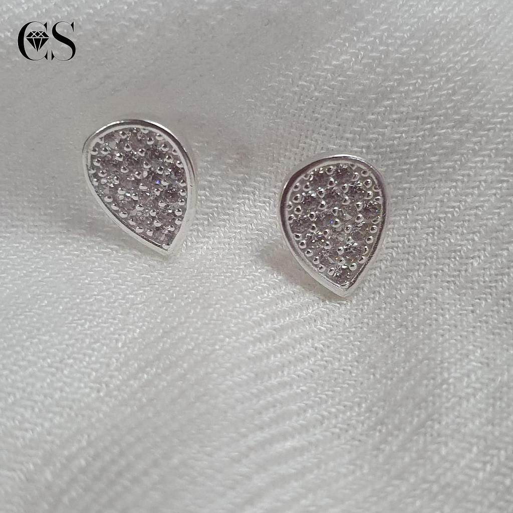 Juego de pendientes hoja con cristal