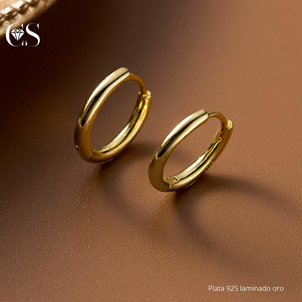 Argollas de plata 925, laminado 18k
