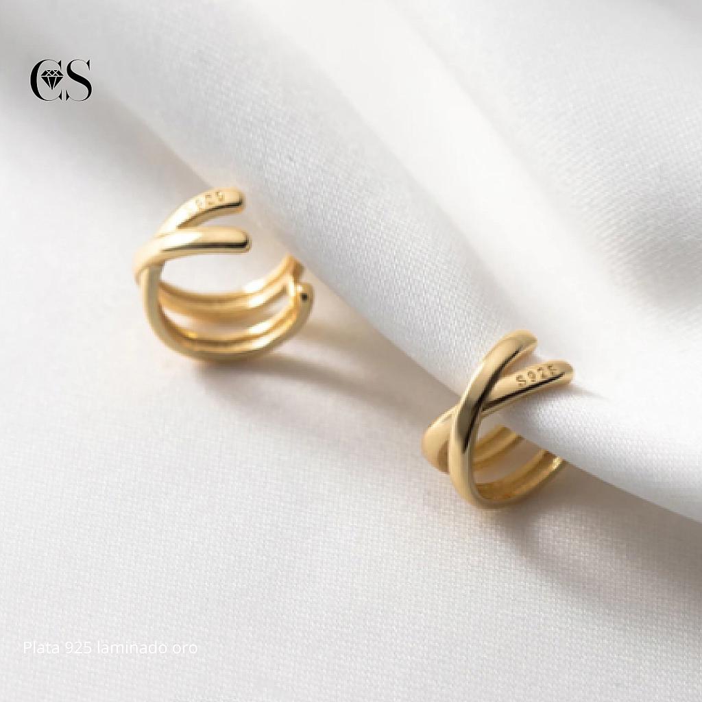 Pendientes de plata de ley 925 con clip cruzado, joyería sin piercing