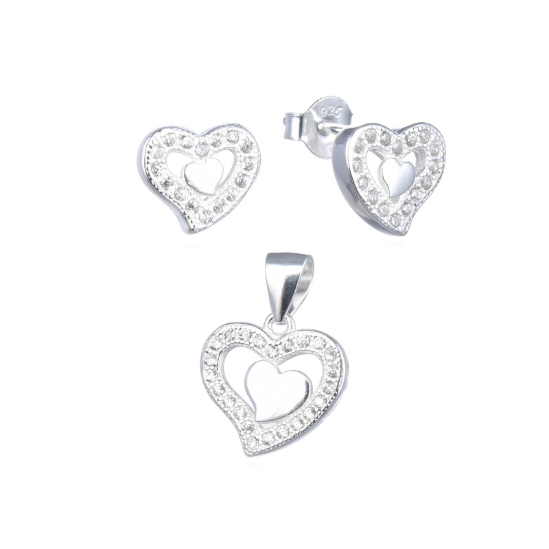 Conjunto doble de corazón/plata 925