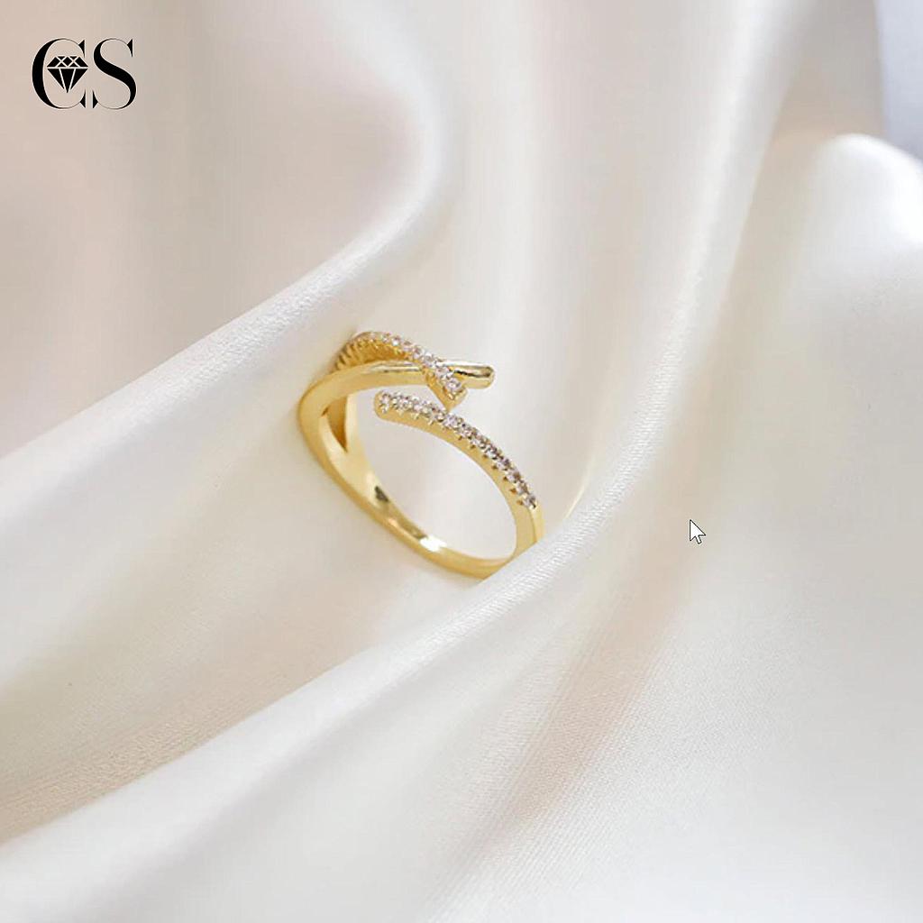 Anillo acero inoxidable/circón ajustable