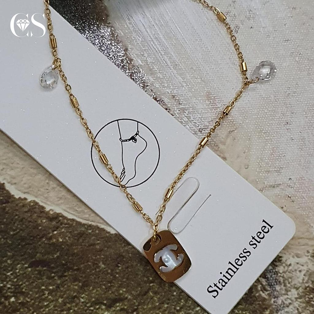 Tobillera Chanel piedras /Acero Inoxidable
