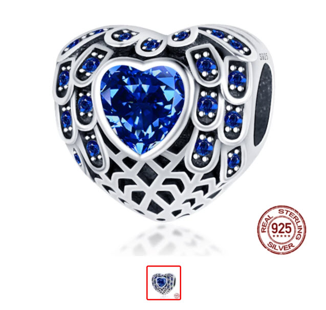 CHARMS CORAZÓN ZAFIRO/PLATA 925