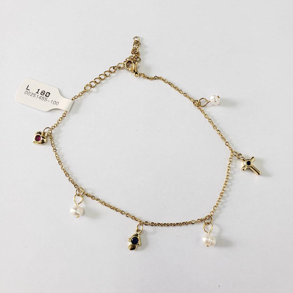 PULSERA CORAZON Y PERLA(ACERO