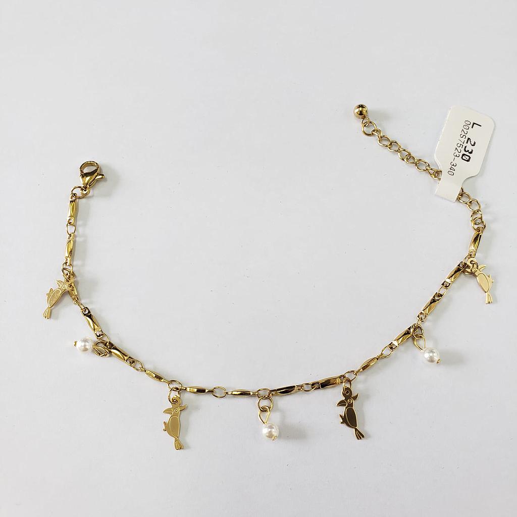 PULSERA GOLD TUCAN Y PERLAS/ACERO