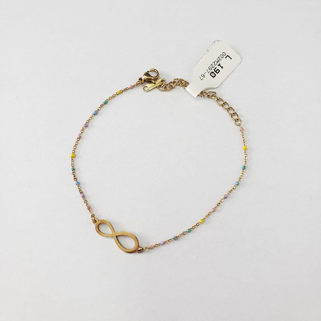 PULSERA INFINITO CON BORLA MULTI/ACERO