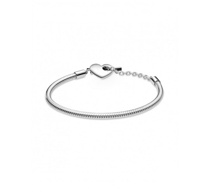 PULSERA PANDORA CORÁZON CADENA SERPIENTE/PLATA