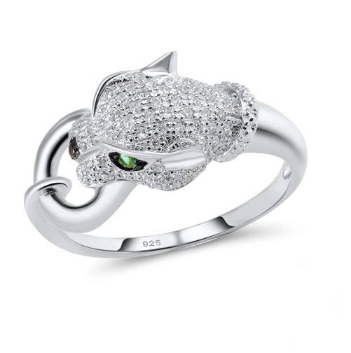 ANILLO CARTIER PANTERA SILVER OJO VERDE/PLATA 925 T6,7,8,9
