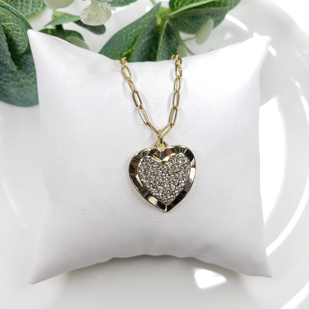 GARGANTILLA DOBLE CON DIJE DE CORAZON /ACERO