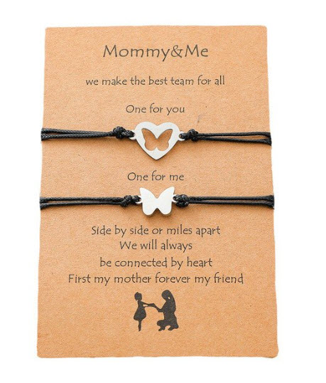 PULSERAS DE MARIPOSA Y CORAZÓN DE ACERO INOXIDABLE PARA MUJER