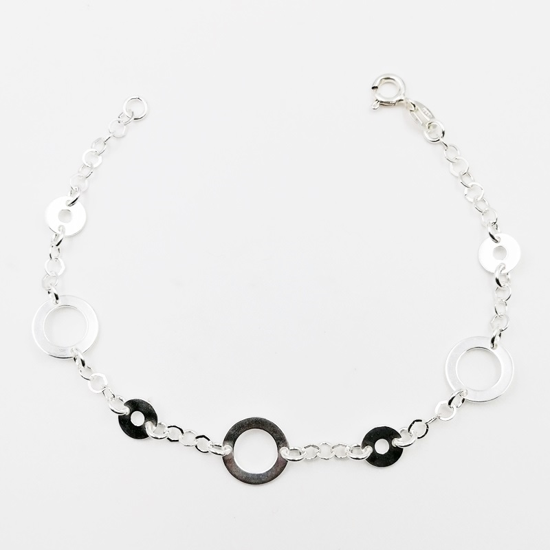 PULSERA DE CADENA ROLO CON AROS, MANILLA, BRAZALETE