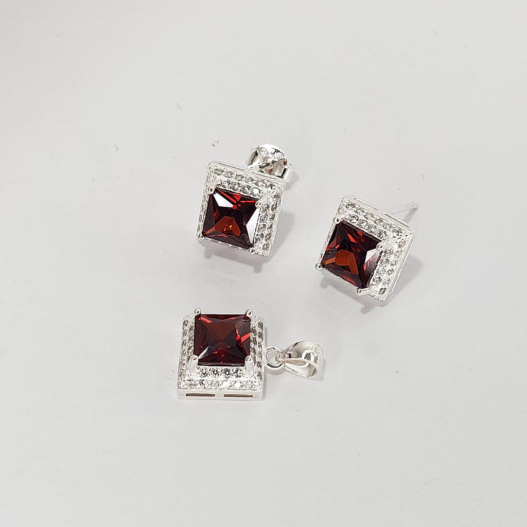 CONJUNTO CUADRADO CIRCONIO/VARIEDAD DE COLOR/PLATA 925