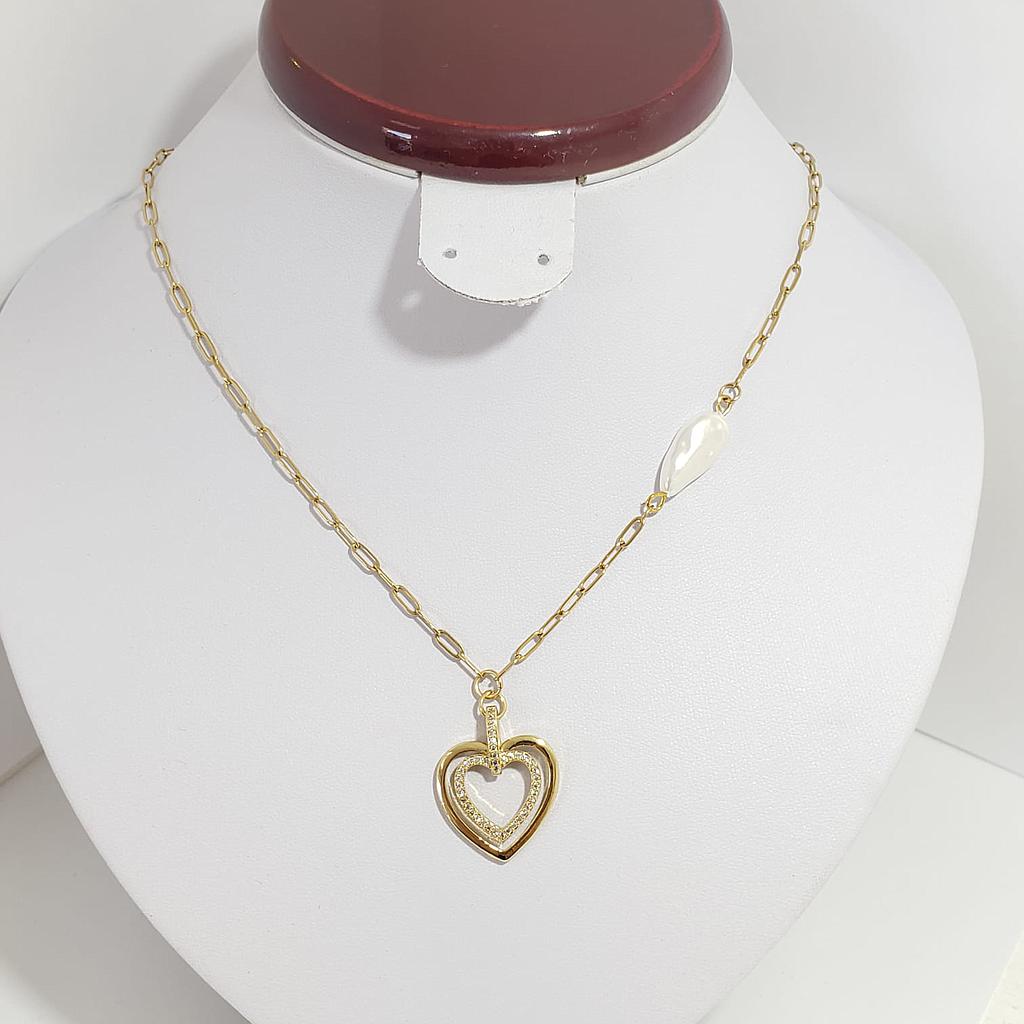 GARGANTILLA GOLD/CORAZON Y PERLA/ ENCHAPE