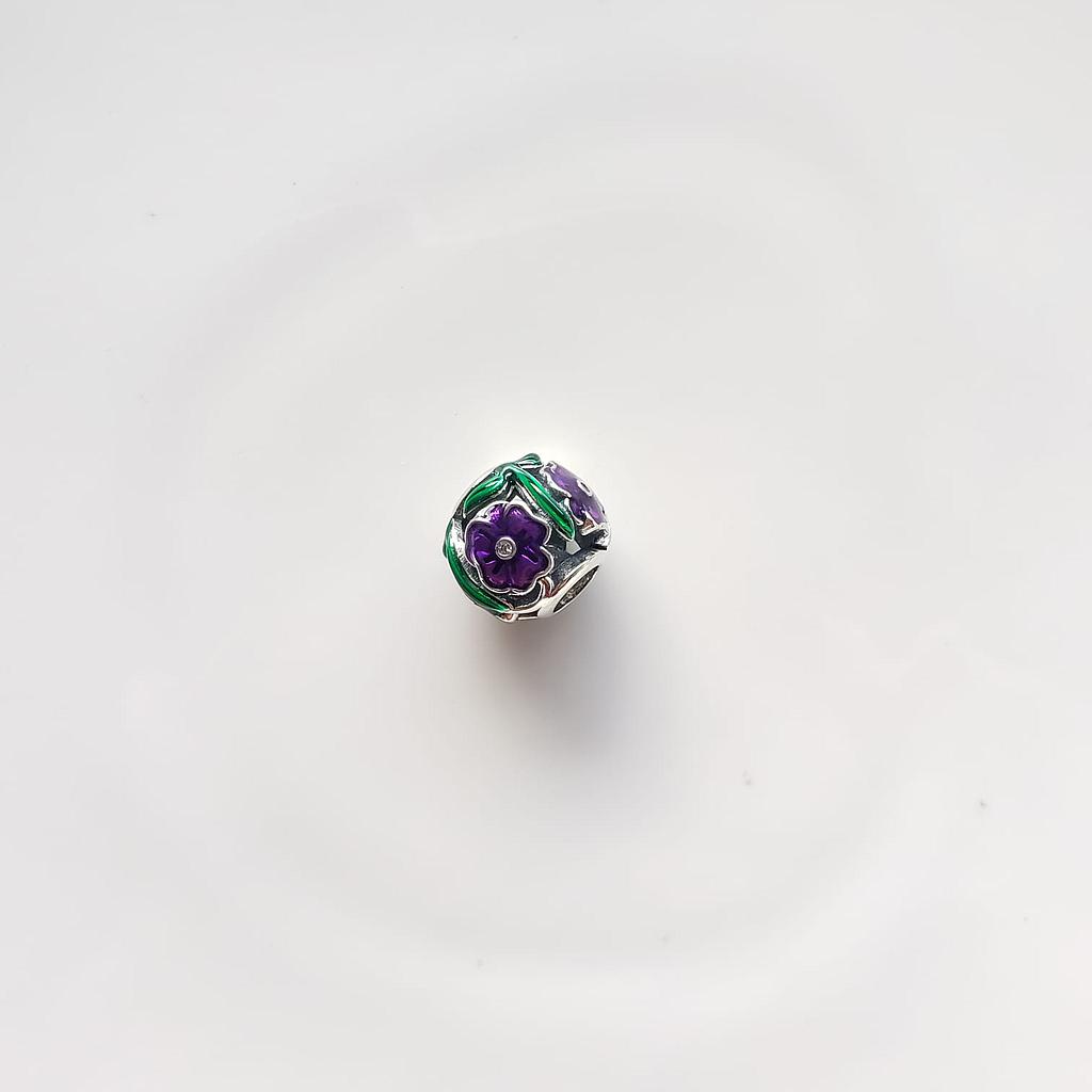 CHARM FLOR MORADA/PLATA 925/BEADS