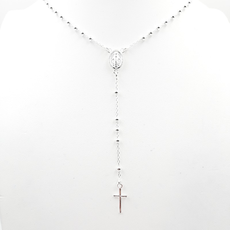 ROSARIO CON MEDALLA DE LA MILAGROSA Y BOLITAS DE 3MM . CRUZ  8GRMS T45 CMS