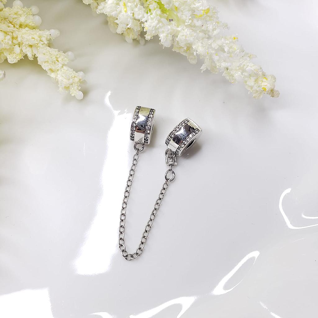 CHARM CADENA SEGURO PLATA 925 ESTILO PANDORA