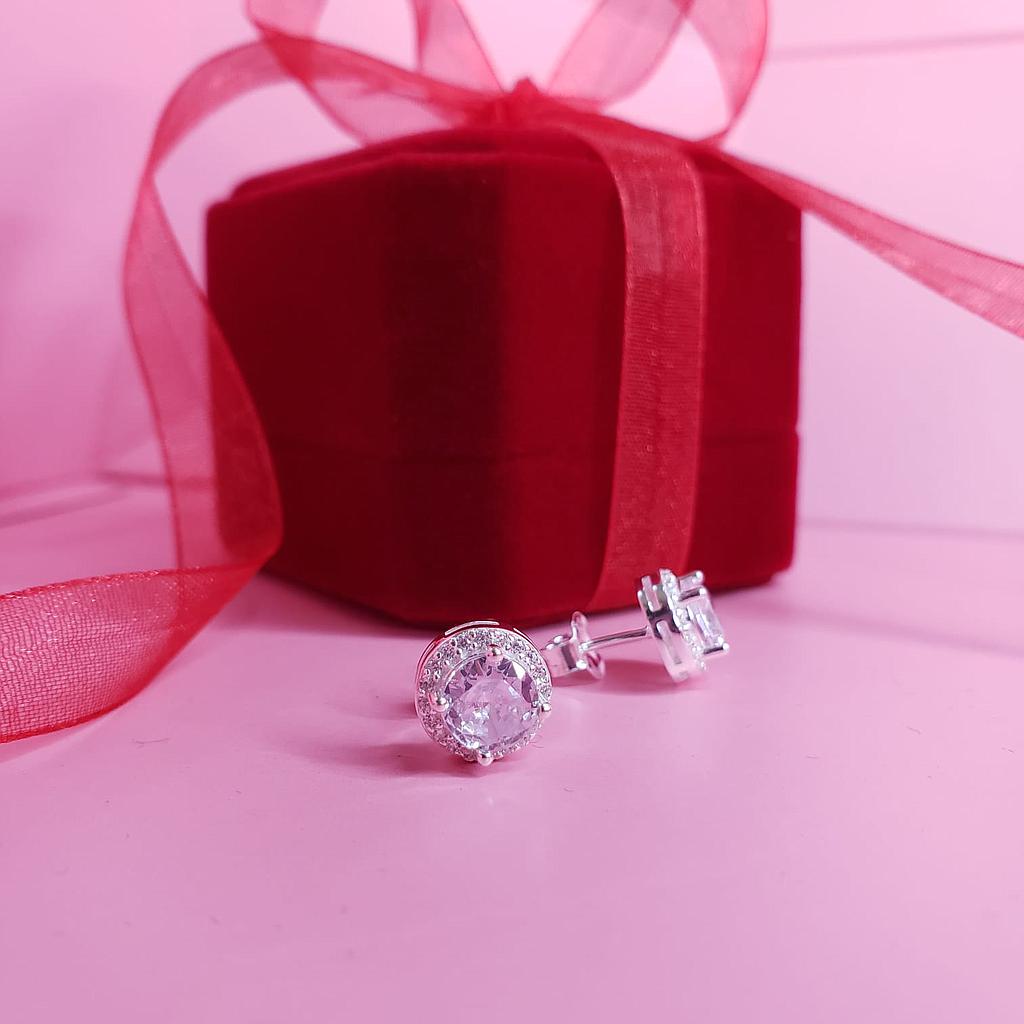 ARETES PEQUEÑOS VAN CLEEF DIJE NEGRO PLATA 925