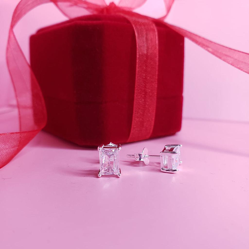 ARETES RECTANGULAR CIRCONIO PLATA 925 