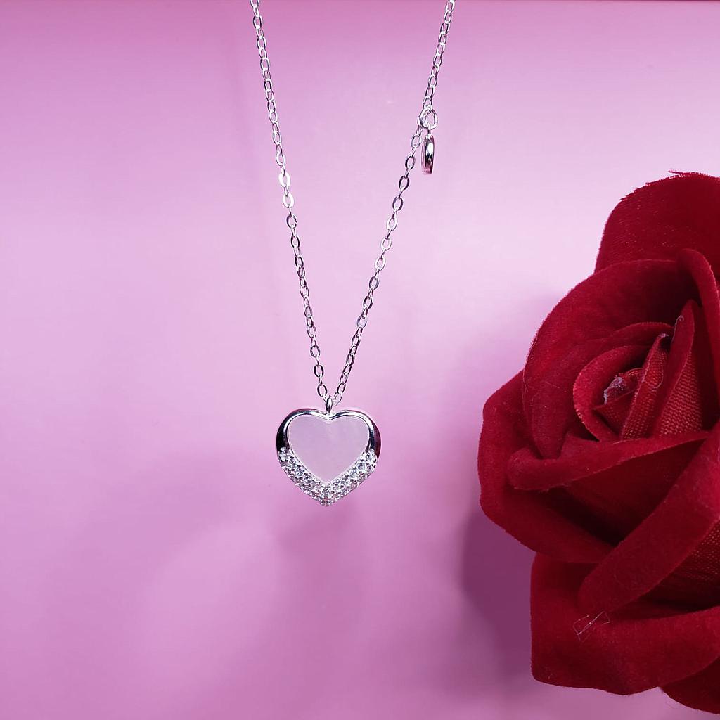 GARGANTILLA CORAZON ROSADO Y ROJO PLATA 925