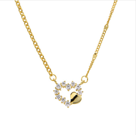 GARGANTILLA DE CADENA ROLO Y GRUMETT CON DIJE DE CORAZÓN