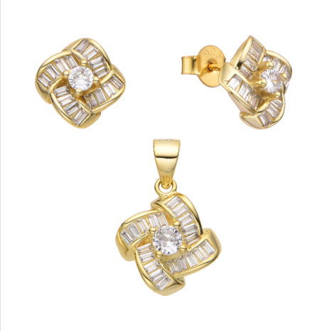 JUEGO DE FLOR CON CIRCONES BAGUETTE