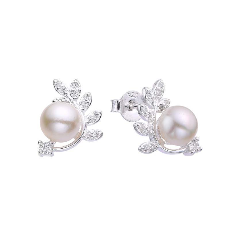 ZARCILLOS DE ESPIGA Y PERLA 6MM