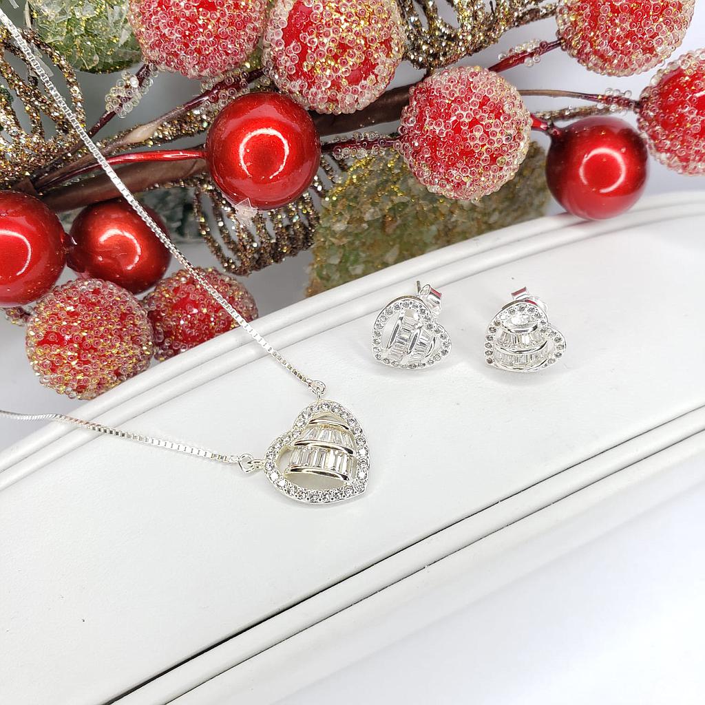 CONJUNTO CORAZON PLATA 925