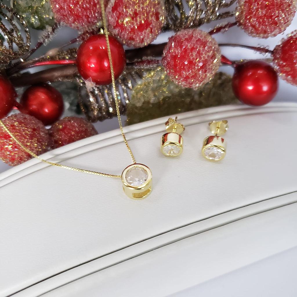 CONJUNTO PUNTO DE LUZ DORADO PLATA 925